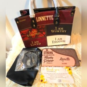 Multicolor Patchwork  Personalized Leather Tote Bag For Women -Name "LINNETTE"